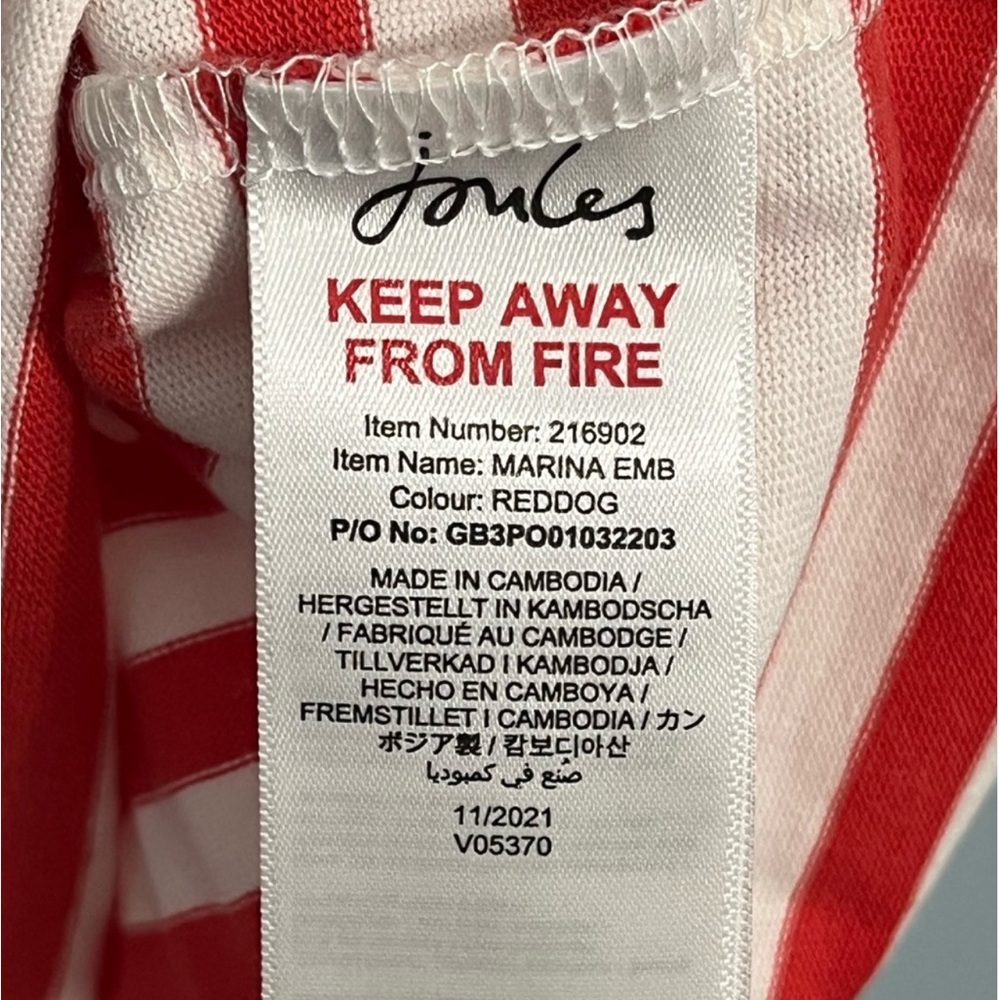 JOULES DALMATIAN RED STRIPED LONG SLEEVE TOP NWT - Picture 8 of 10